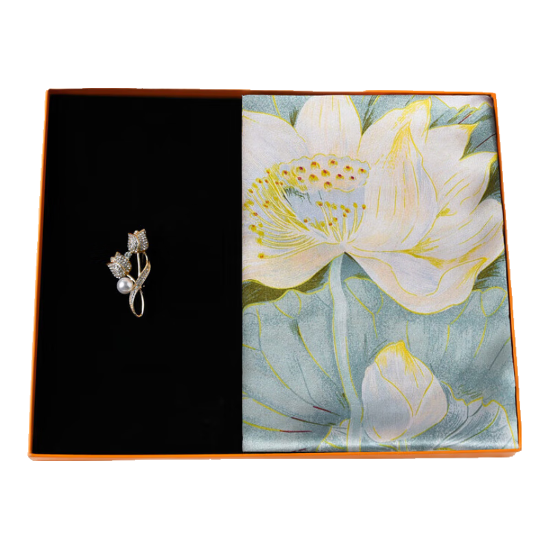 Hangsifu Silk Scarf Shawl Set, Practical Gift for Mom, Birthday Present Box for Wome