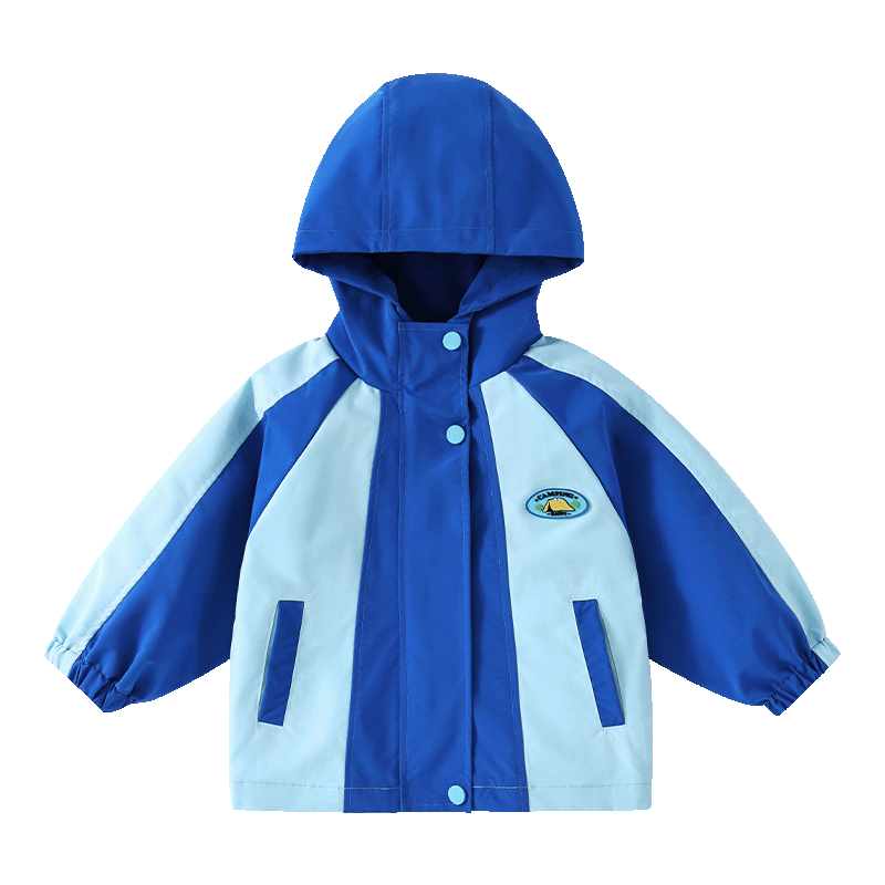 Badibadi Spring and Autumn Baby Toddler Hooded Jacket Unisex Outdoor Colorblock Top Mountain Blue 130