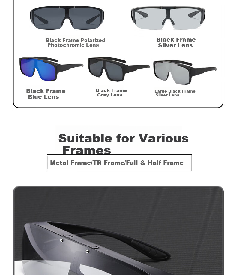 LOVECRAFT Cycling Glasses, Myopia Correction Lenses 1622, Black Frame with Gray Lenses, Unisex Sunglasses, Bicycle Goggles, UV Protection, Windproof And Sandproof 2