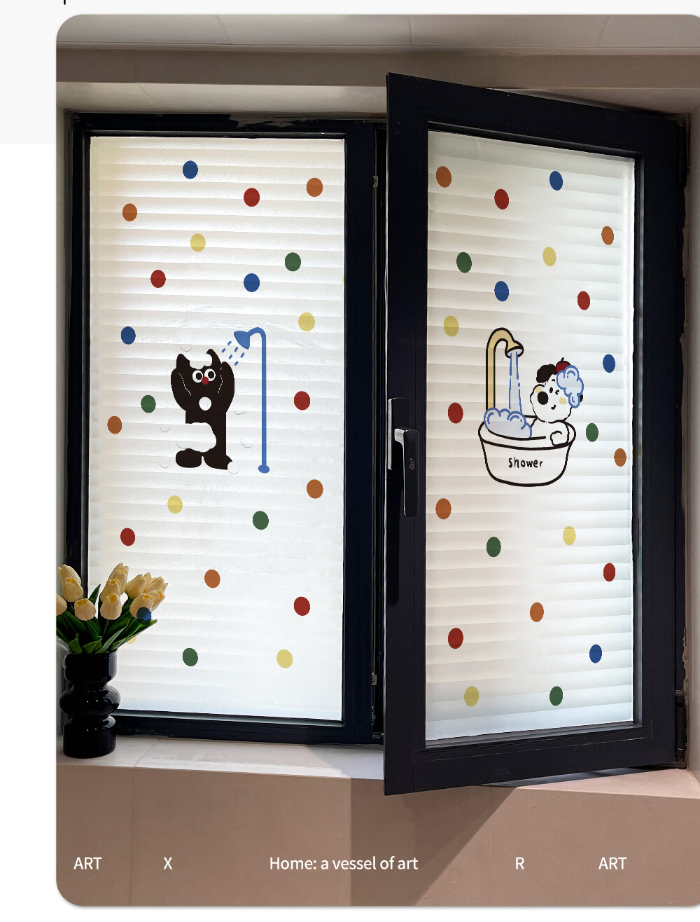 Xiruo Dopamine Glass Sticker, Anti-Exposure, Non-Transparent, Kitchen Frosted Glass Sticker, Bathroom Window Privacy Anti-Peeping Film 1
