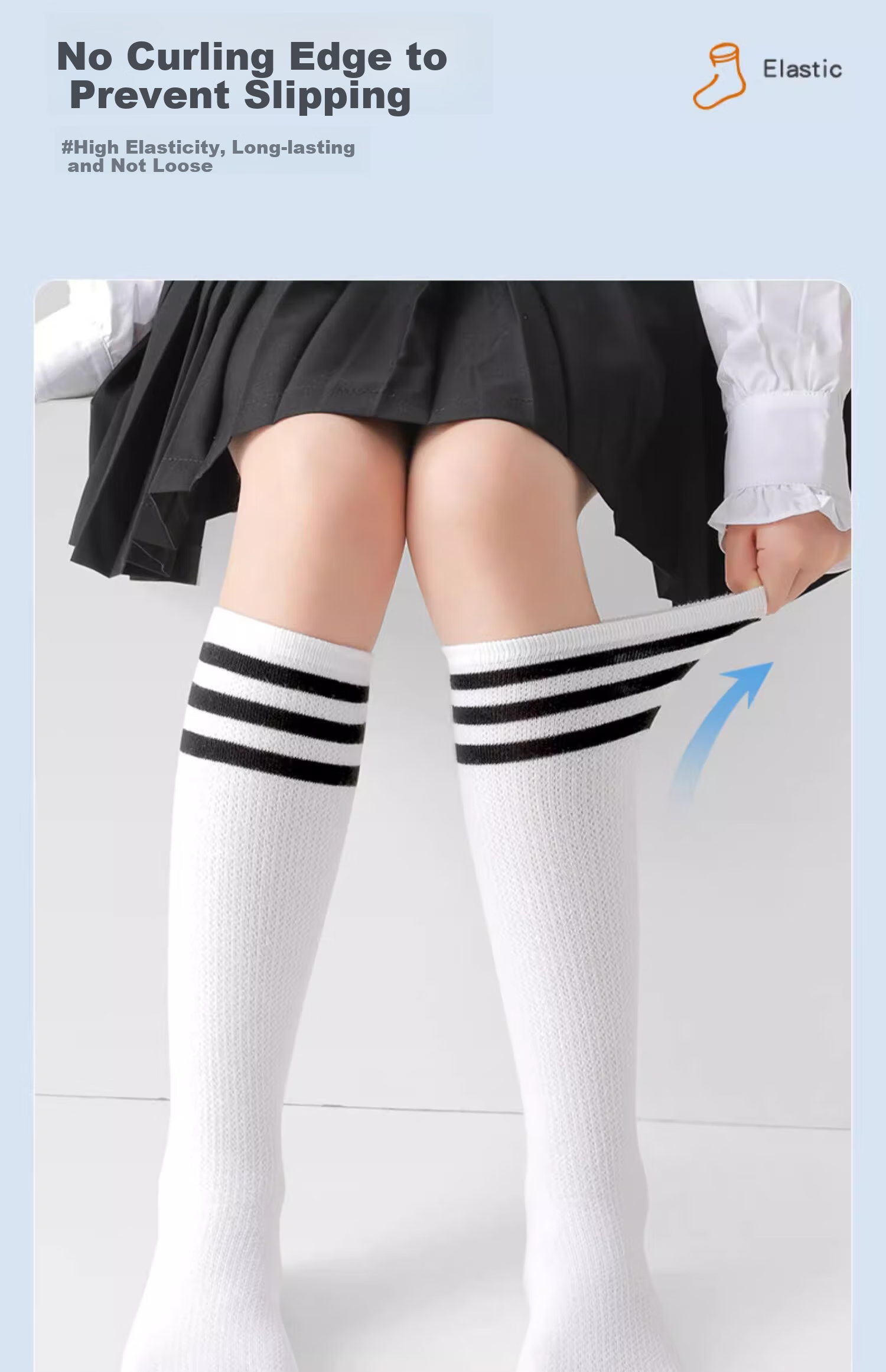 LangSha Children's Socks, Girls' Mid-Calf Socks, Spring And Summer Mesh Breathable, Girls' Preppy Style Versatile School Uniform Socks, XL 3