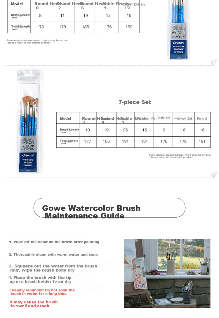 WINSOR&NEWTON [Freud Brand], Gouache Watercolor Pens, Imported Watercolor Pens, Line Pens, Color-Filling Pens, Set of 4, Style A 6