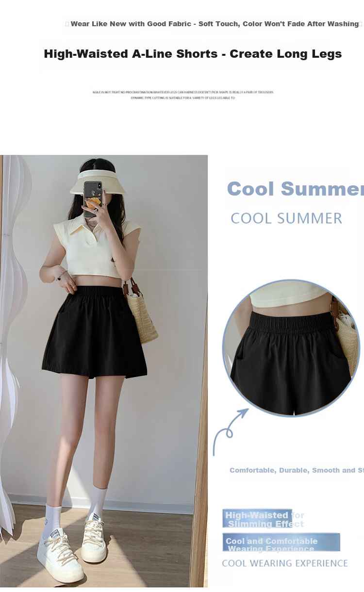 Free Style Pure Cotton Workwear Shorts for Women Summer 2026 New High Waist Slim Loose Wide Leg Outdoor Running Casual Knee-Length Pants 5