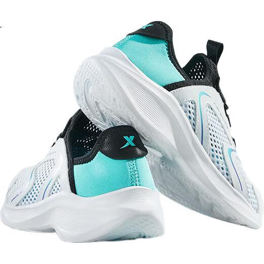 XTEP Children's Shoes, Boys' Sneakers for Older Kids, Mesh Breathable Slip-On Running Shoes, XTEP White/black/Deep Blue, Size 38