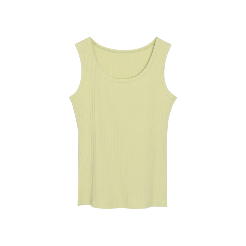 Hodo Women's Soft Cotton Stretch Jacquard Vertical Stripe Slim Fit U-Neck Tank Top Summer New Arrival