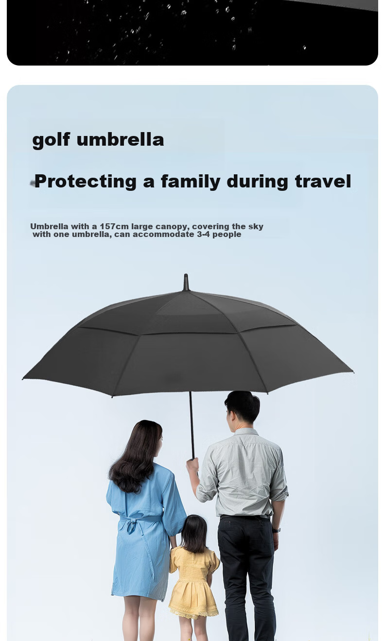 RUMBRELLA All-Weather Umbrella, Long Handle, Large Size, Reinforced And Thickened, Storm-Resistant, High-End Business Straight Handle Red Umbrella for Three People 7