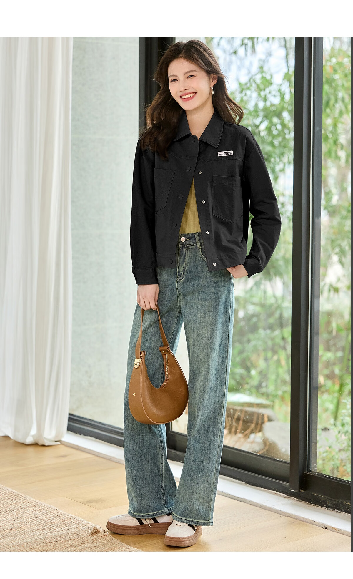 Taxiang Women's Spring And Autumn Jacket, Lapel Casual Jacket, Versatile Workwear Short Coat, Outer Cardigan, T13KF3596 35