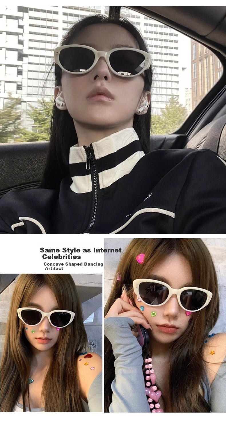 Cuntiandaofu Cat Eye Sunglasses, Vintage White Cat Eye Sunglasses, Sun Protection, UV Protection, Instagram Style, White And Gray Lenses 5