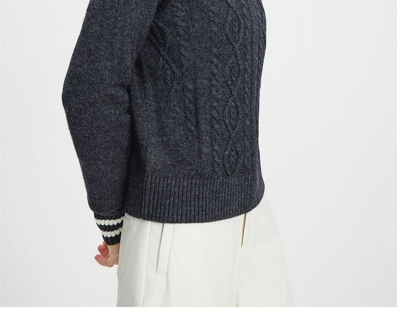 Navikail Italian Small Sailboat Women's Full Wool Commuter Sweater Half-Open Collar Knitwear 2334044501 White L 24