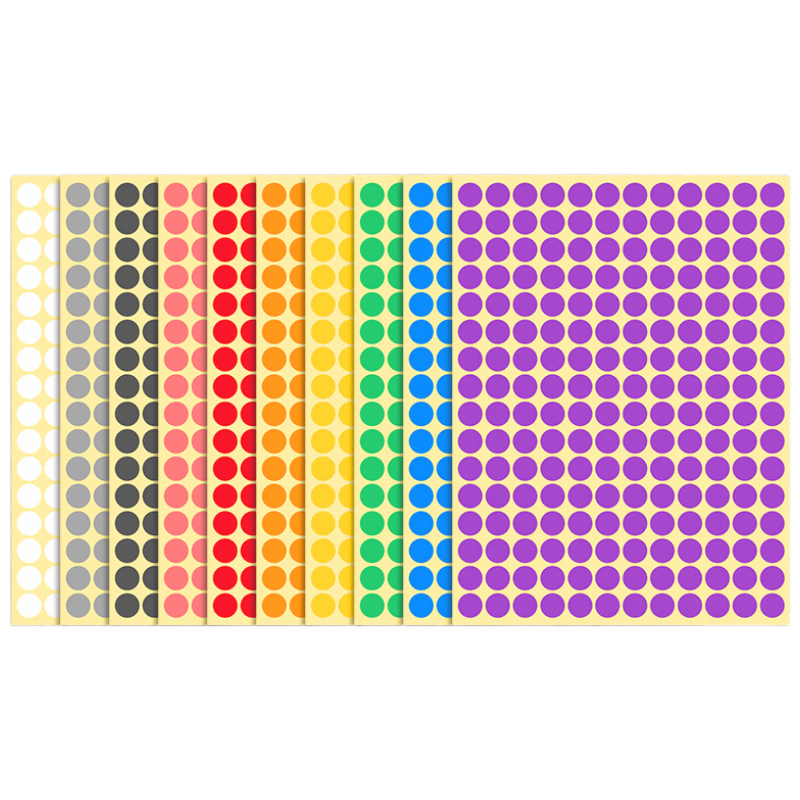 GOTOVAN Colorful Polka Dot Round Sticker Adhesive Label Paper Handwritten Small Size Round Dot Number Coding Red Large