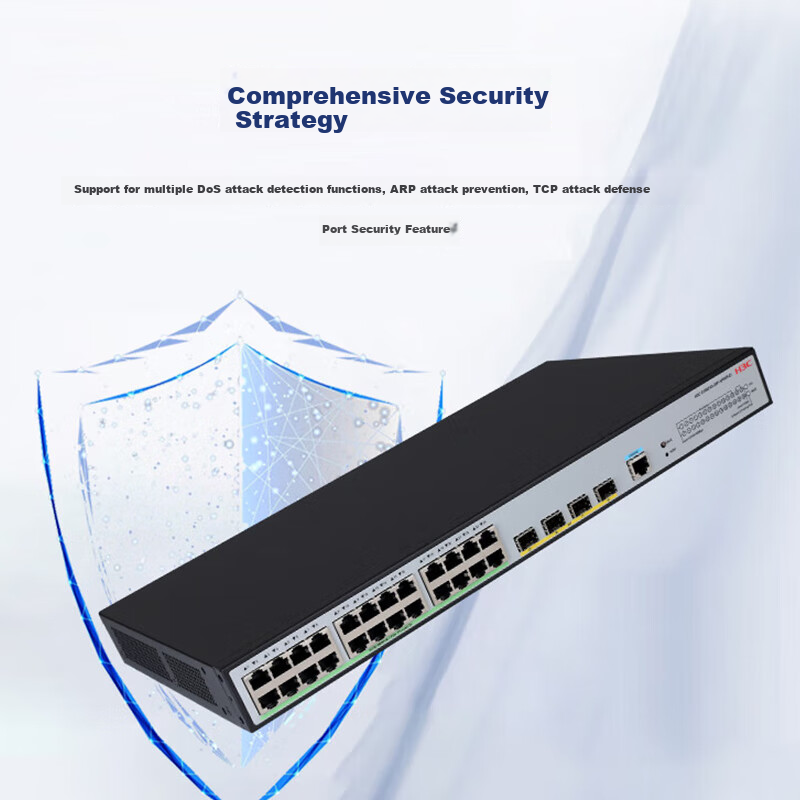 H3C 24 Electrical Ports + 4 Optical Ports, Full Gigabit Layer 2 Web-Managed POE Enterprise-Level Network Switch, Network Cable Power Supply 400W/Port Isolation, S1850V3-28P