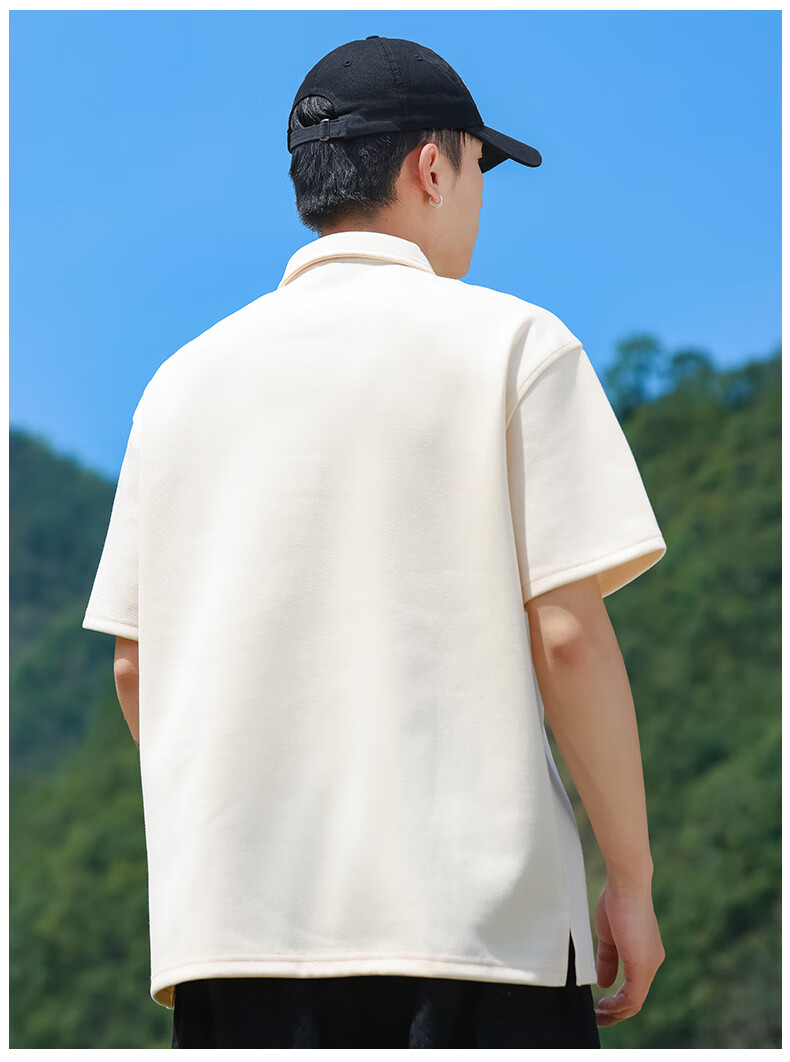 EASTERN CAMEL Short-Sleeve Polo Shirt for Men, Summer Heavyweight Breathable Solid Color Sports Collared Outdoor T-Shirt Top, Black, XL 6