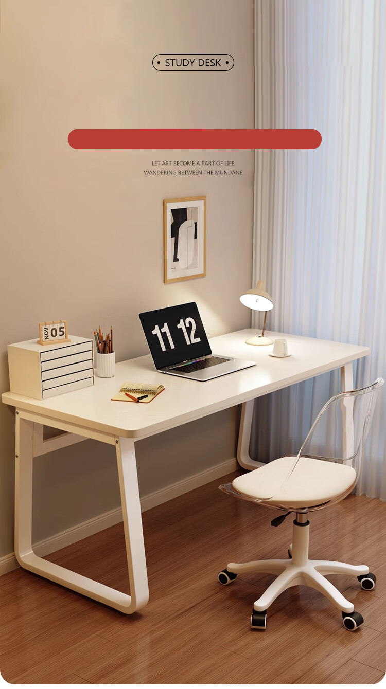 L&S Computer Desk Home Desktop Gaming Study Office Writing Desk BGZ786 Cream White 140cm 2