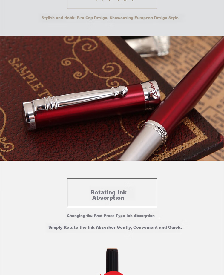 Pimio Fountain Pen, Signature Pen, High-End Business Office Gift, Birthday Present, for Women And Adult Students, Calligraphy Writing Ink Pen, Taylor Series 951 Wine Red 7