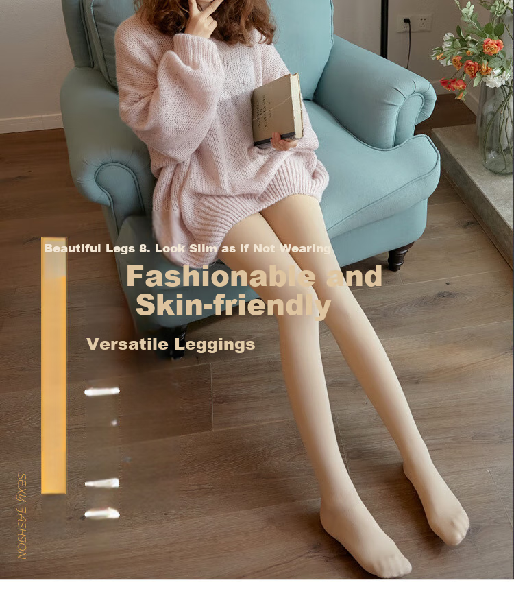MAOHUO Women's Thigh-High Stockings, Autumn And Winter All-In Pants, Fleece-Lined Thickened Pantyhose, Warm Leggings for Women, Suitable for Outdoor Wear 6