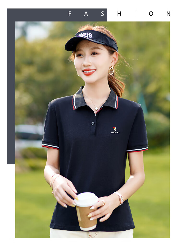 Woodpecker Pure Cotton Polo Shirt Women Short Sleeve Slim Fit Plus Size Casual Summer Top Dark Blue XL 10
