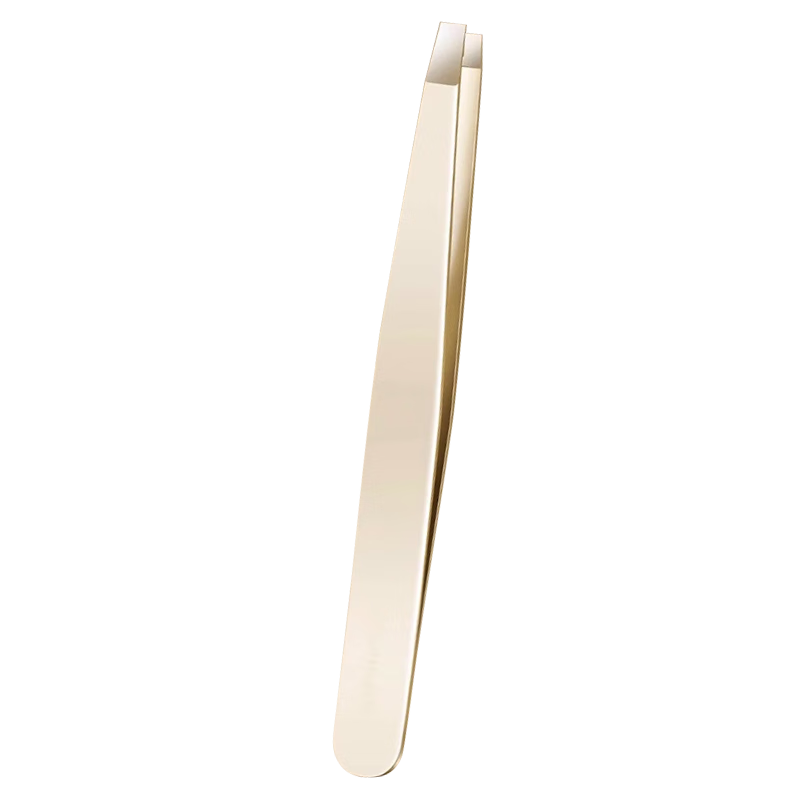 UPLUS Gold Flat Tip High Precision Eyebrow Tweezers with Case Stainless Steel Safe Hair Removal