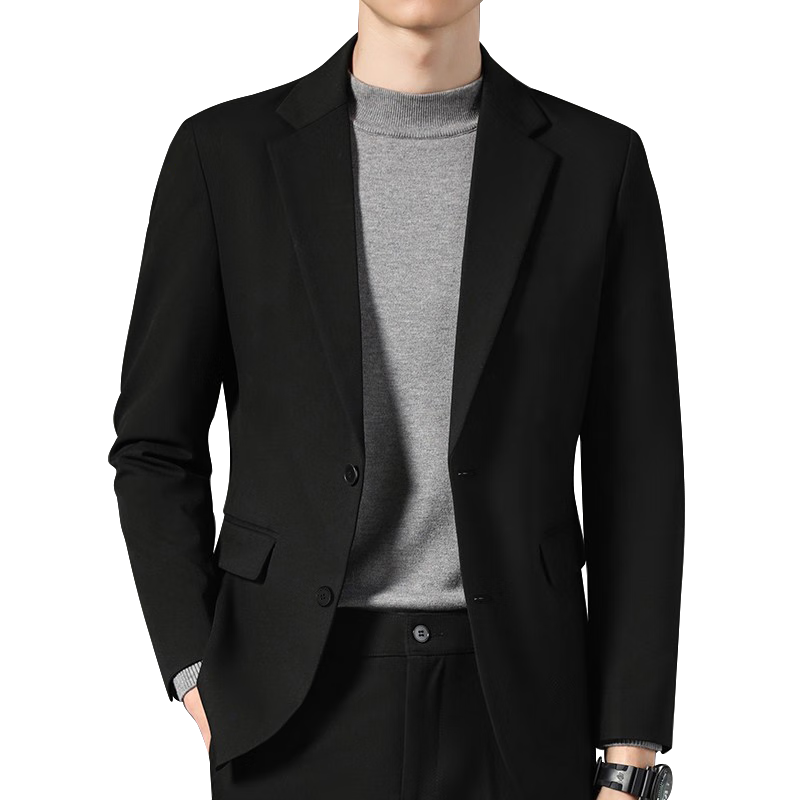 RED DRAGONFLY Men's Autumn Winter Slim Fit Business Formal Suit Two-Piece Black Blazer 2XL