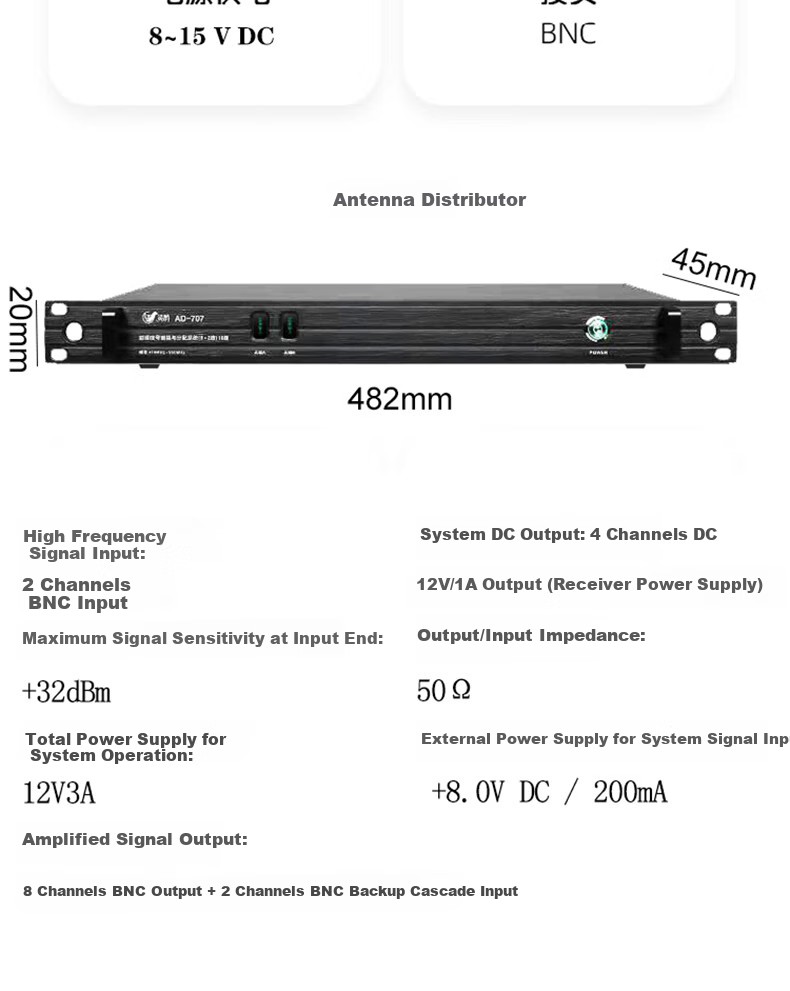 Lingque AD-707 Wireless Microphone Antenna Signal Amplifier, Microphone Signal Booster, 1000-Meter Long-Range Wireless Microphone System 7