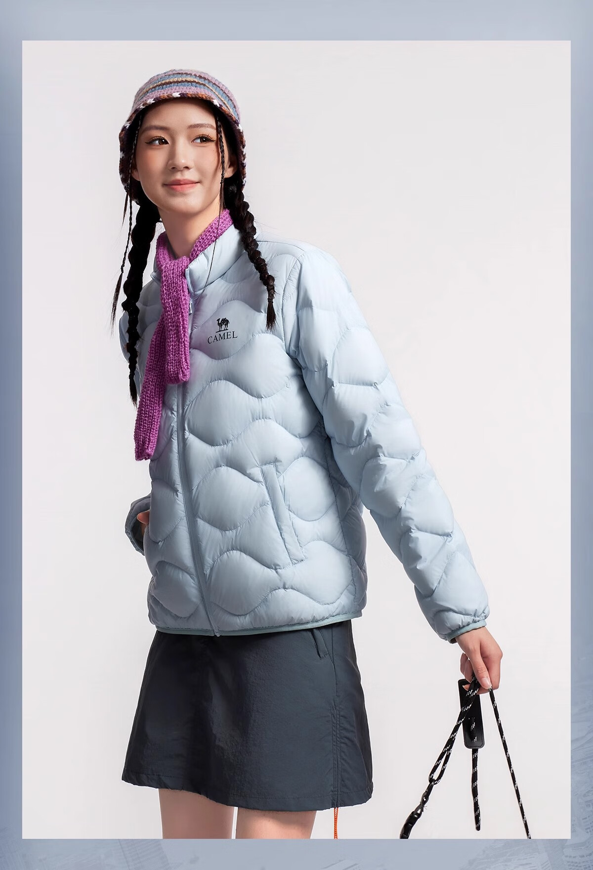 CAMEL Women's Down Jacket Autumn Winter New Lightweight High Loft Warm Windproof Anti-Static Coat for Men and Women 5