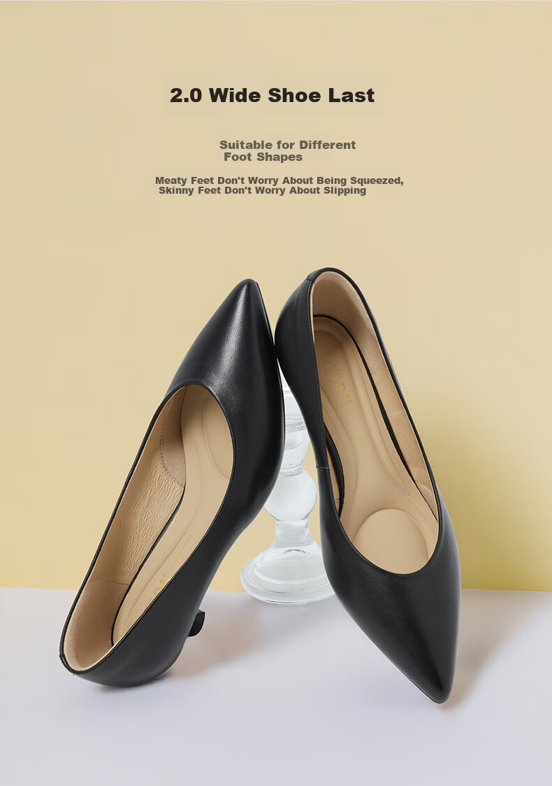 PT'SON Women's Lambskin Work Shoes, 2026 New Style, Soft Sole Comfortable High Heels for Work, Fashionable Commuter Professional Shoes, White, Size 36 10