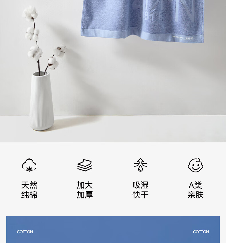 Grace Bath Towel, 100% Pure Cotton Xinjiang Cotton Large Bath Towel, Extra Large And Thick, Lint-Free Shower Towel, Light Blue Sports Desig 1