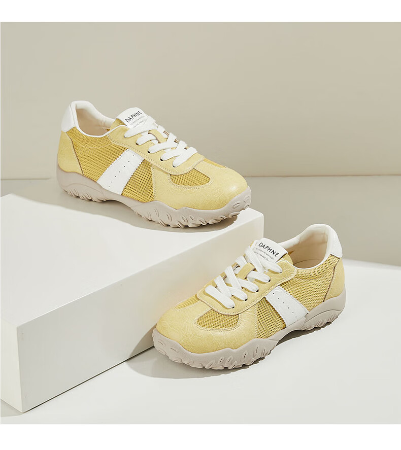DAPHNE Women's Sports Casual Shoes, Lightweight Breathable, Height-Increasing Low-Top Lace-Up Training Shoes, Comfortable Travel Shoes, Beige, Size 36 24