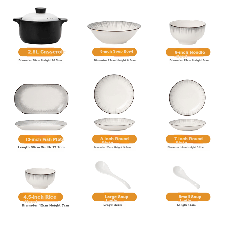 KANGQIN Bowl And Plate Set with Underglaze Color, Simple Nordic Style Ceramic Bowls Plates Chopsticks for 12 People, Upgraded Casserole Deluxe Gift Box Set 6