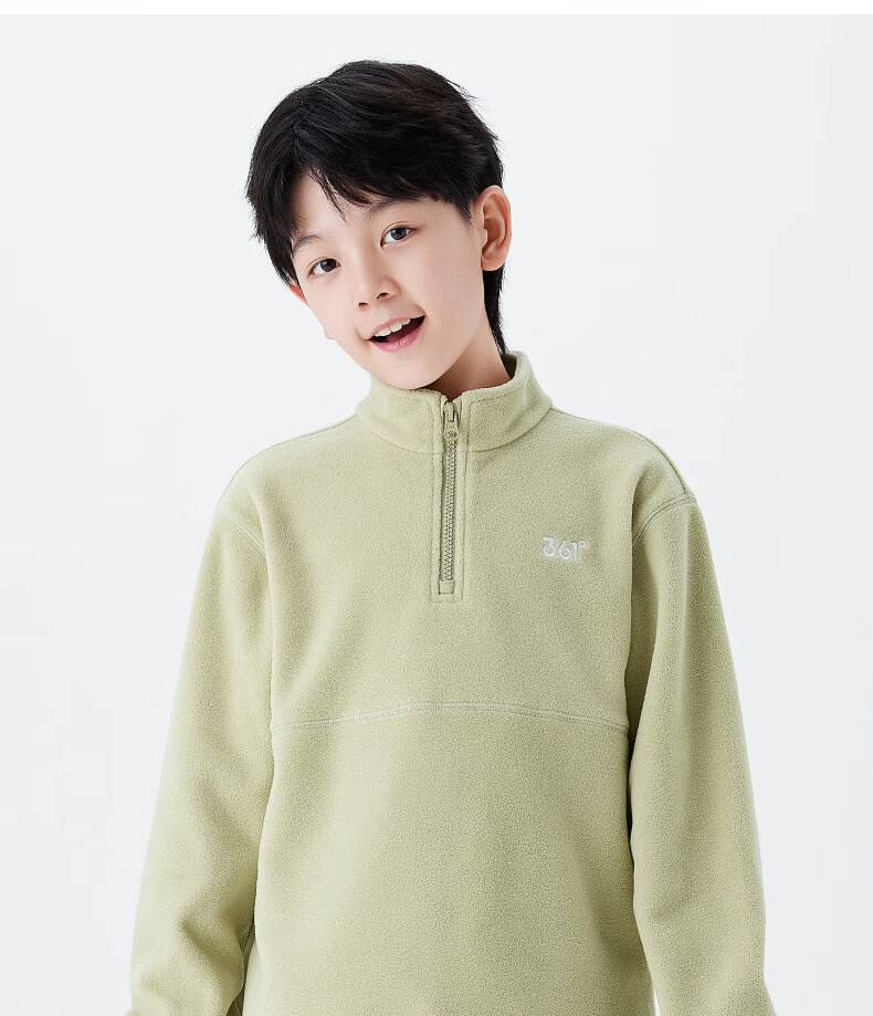 361° Children's Sweatshirt, Fall/Winter 2024, for Boys And Girls Aged 3-14, Thickened Pullover Fleece Sweatshirt, Green, Size 140 16