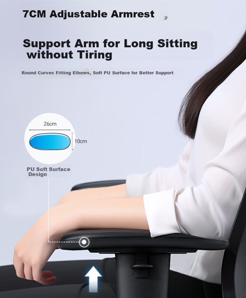 Deli KF221-J Ergonomic Chair, Height Adjustable Armrest Office Computer Chair, Alloy Feet with Footrest, Premium Versio 13