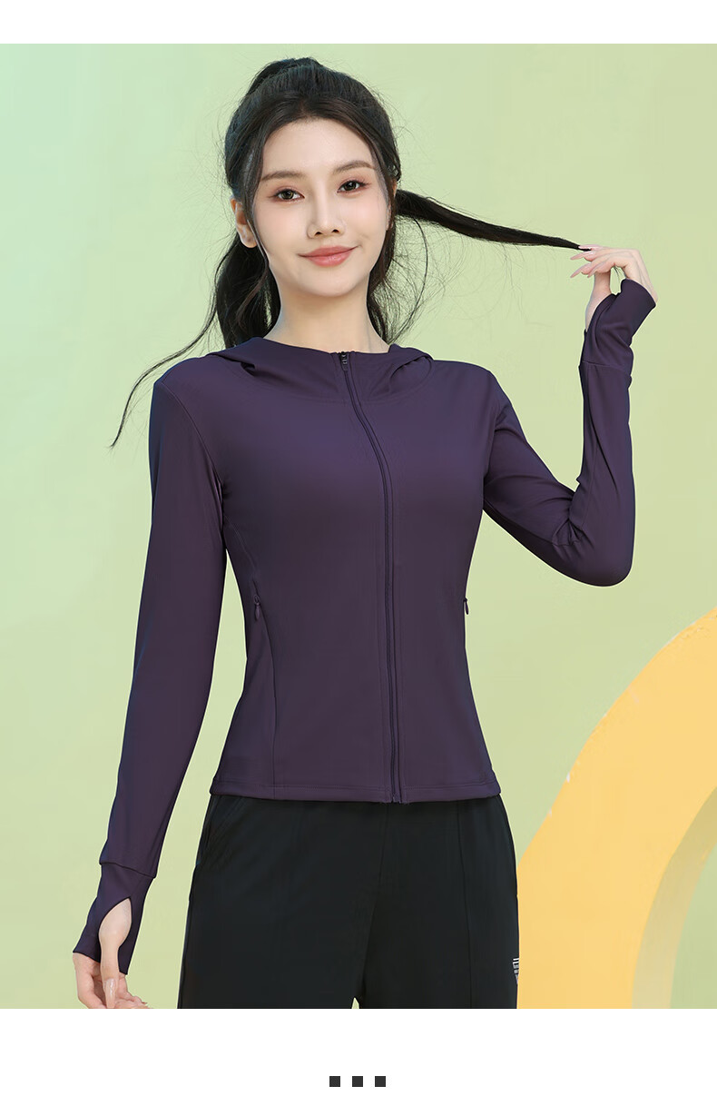 Baisirun Four-Season Outdoor Running Sports Fitness Women's Quick-Dry Slim Yoga Long Sleeve Black Hooded Jacket Cardigan 7