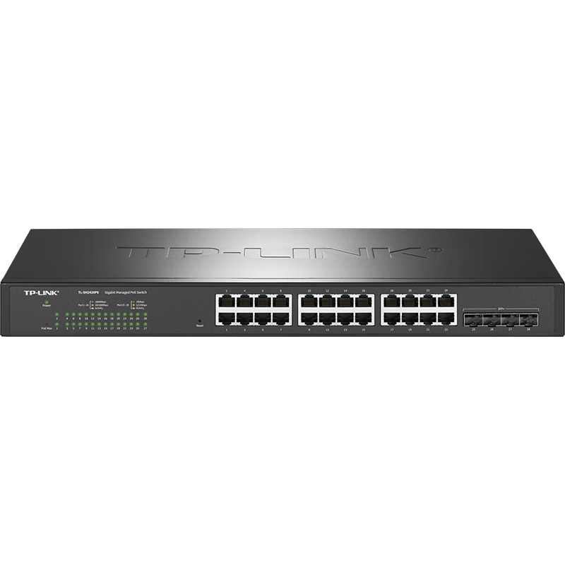 TP-LINK 24-Port Gigabit PoE + 40G SFP+ Port 10G Uplink Switch, Layer 2 WEB Managed Enterprise-Grade Full Power Supply up to 365W TL-SH2428PE