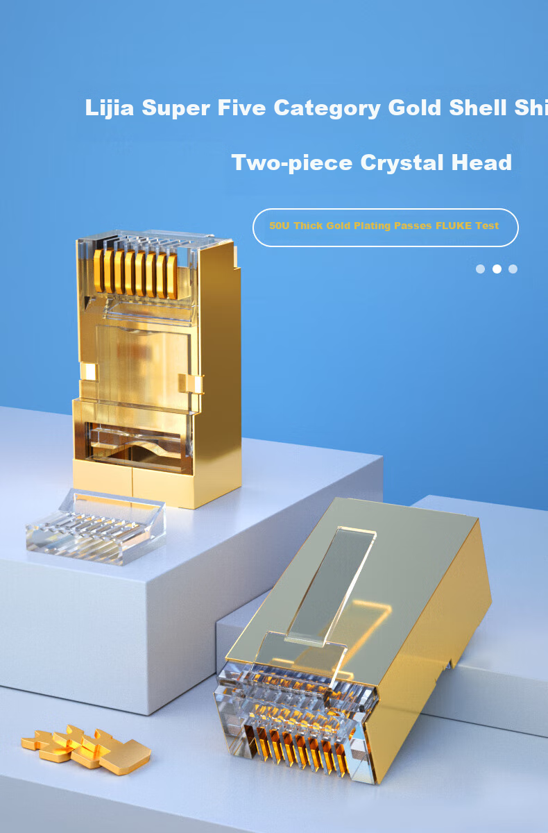 LIJIA Cat5e Short Crystal Head, 30U Unshielded Engineering Grade Network Connector, RJ45 Gold-Plated Cat5e Network Cable Connector, Pack of 30, LJ-5ES30 1
