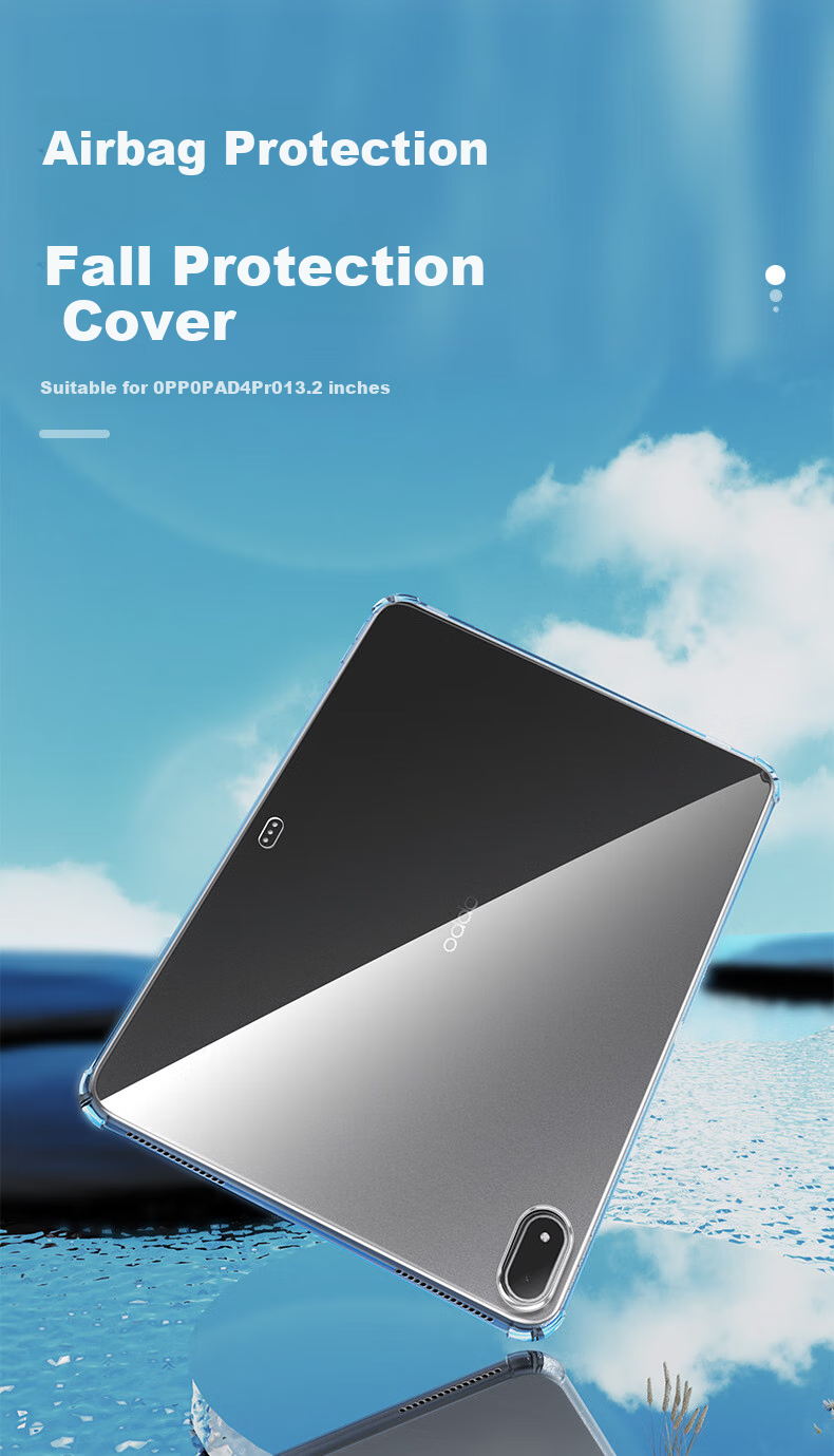 Freeson Protective Case for OPPO Pad 4Pro, 13.2-Inch Tablet, Slim Full Coverage Shockproof Crystal Clear TPU Soft Shell with Air Cushion Corners for Impact Protection, Transparent 1