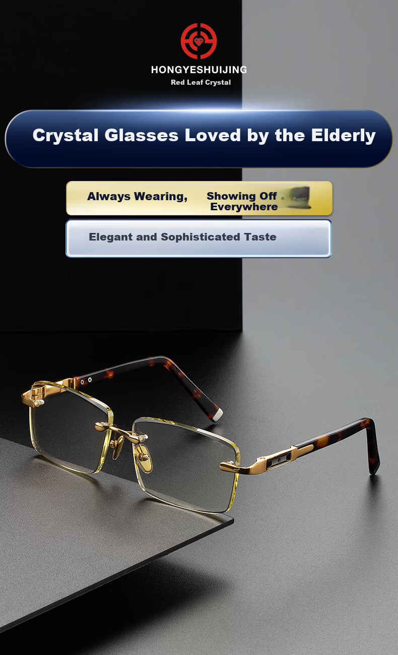 HONGYE Bamboo Leaf Crystal Sunglasses for Men, High-Definition Crystal Stone Glasses, Youthful Appearance, High-Quality Sunglasses, Authentic Product 7