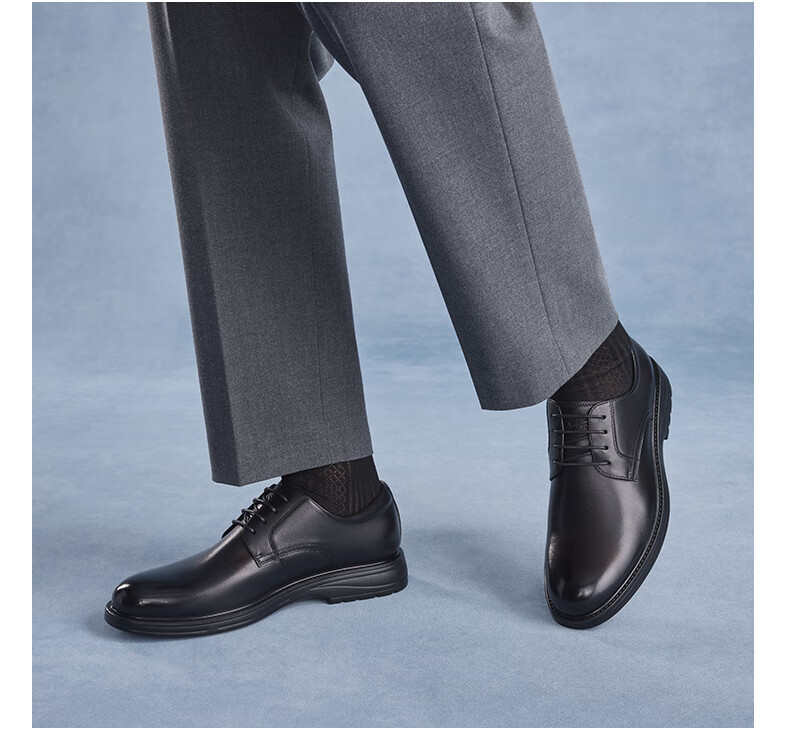 Aokang Men's Shoes, Summer New Business Formal Leather Shoes, Comfortable Wedding Shoes, Black (With Height Increase), Size 41 3