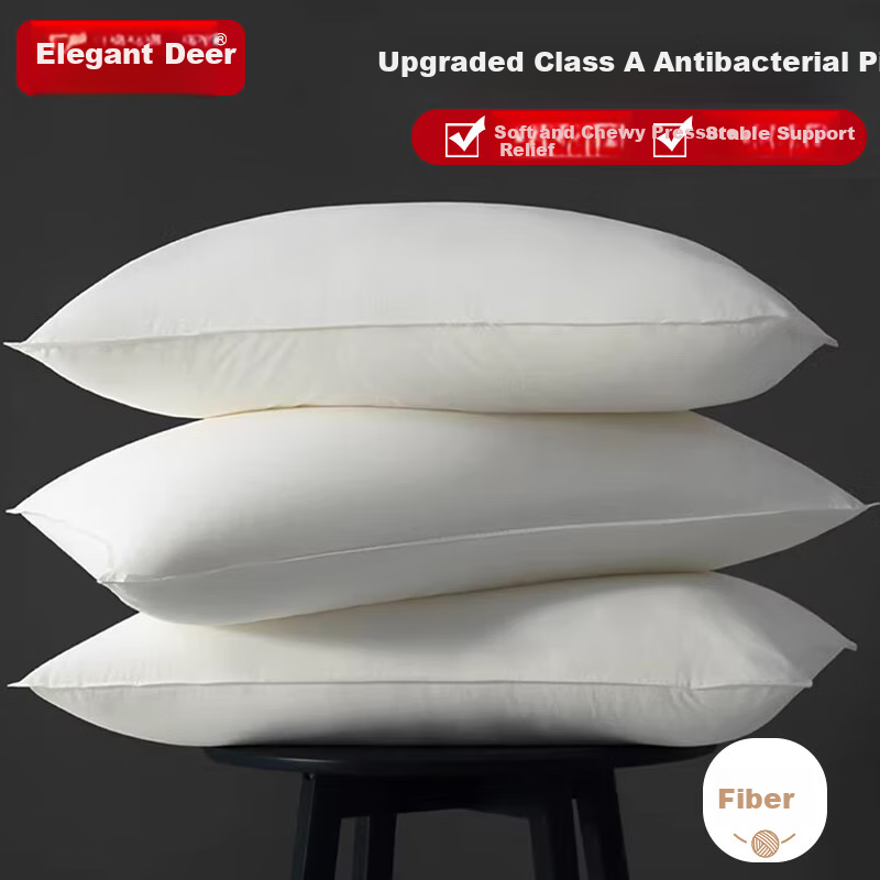 Yalu Fiber Pillow Core, Dormitory And Home Use, Sleep Cervical Pillow, Cloud Velvet Antibacterial Pillow, Low Pillow, 48*74cm, Single Pack