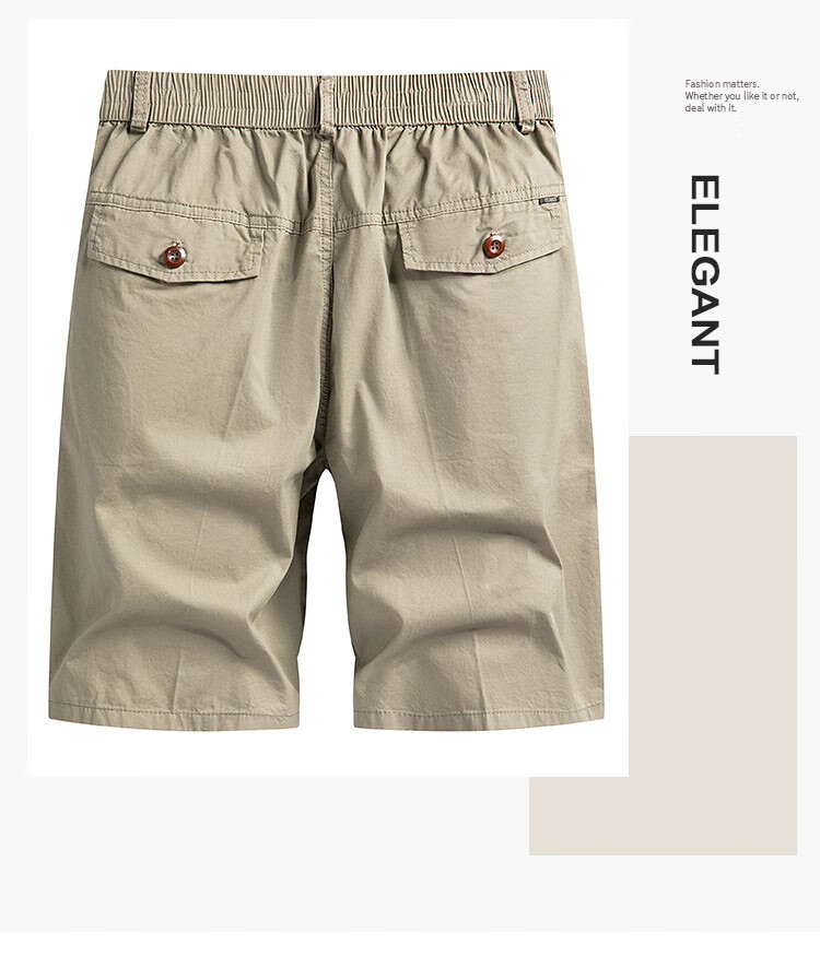 ROMON 100% Cotton Men's Summer Casual Business Zip Pocket Cargo Sports Beach Shorts Men's Knee-Length Pants 4