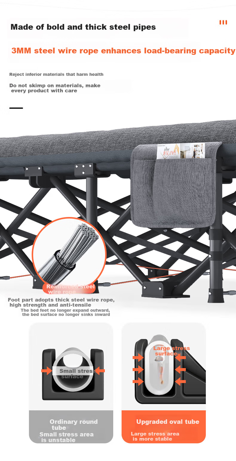 Okeefe Folding Bed, Single Bed, Office Nap Bed, Lounge Chair, Accompanying Care Simple Bed, Portable Camping Bed - 14 Feet 10