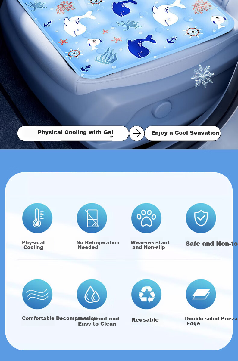 Yilafu Car Seat Cushion, Summer Ice Silk Cooling Pad, Office Square Mat, Home Sofa Ice Cream Seat, Pet Mat 4