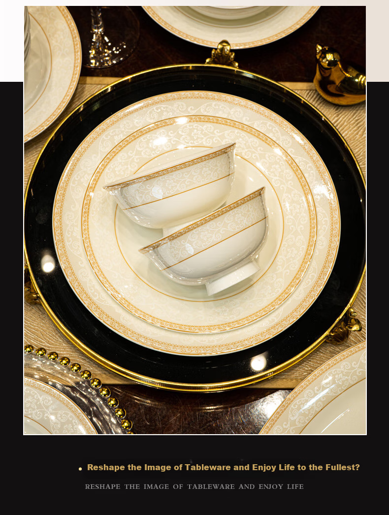KANGQIN Ceramic Minimalist Luxury Bowl And Plate Set, Home Dining Tableware, Ceramic Bowls And Plates with Chopsticks, 81 Pieces, Upgraded Soup Pot Gift Box 16