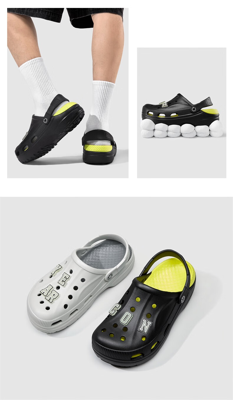 Yierkang Men's Slippers, Summer Beach Sandals, Outdoor Dual-Wear Casual Clogs, YM51I127, Black, Size 44-45 1