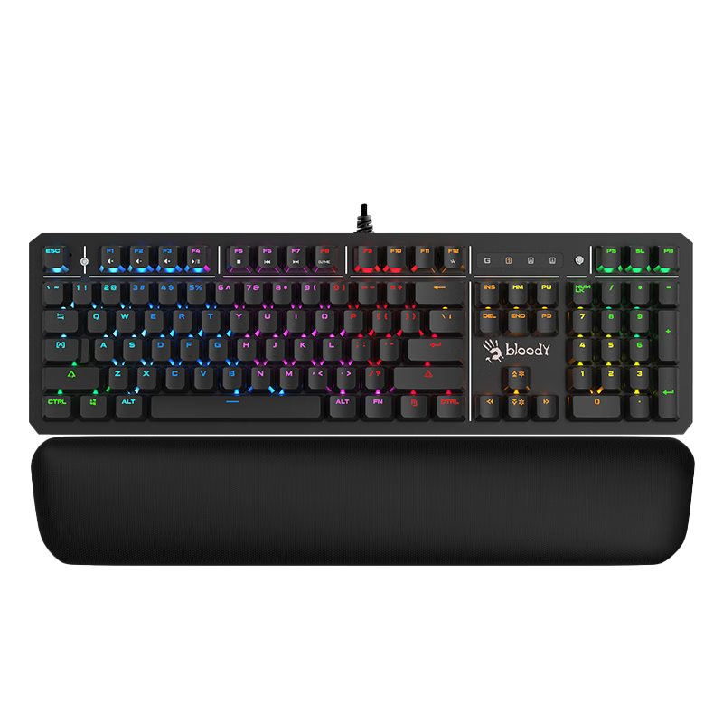 A4TECH B975, 104-Key Mechanical Keyboard, Wired Keyboard, Gaming-Specific Optical Switch Keyboard, Blood Hand Phantom, Optical Switch, Quiet Black Edition, Wired