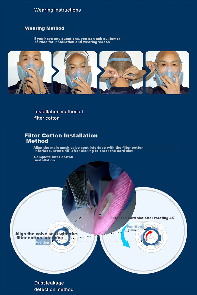 Baoshunan Dust Mask Original Heavy-Dust Environment KN100 Dust-Proof Grade Filter Cotton for Protection Against Particles above 0.075 Microns, 3202 Filter Cotton 1 Pack (Two Pieces) 9