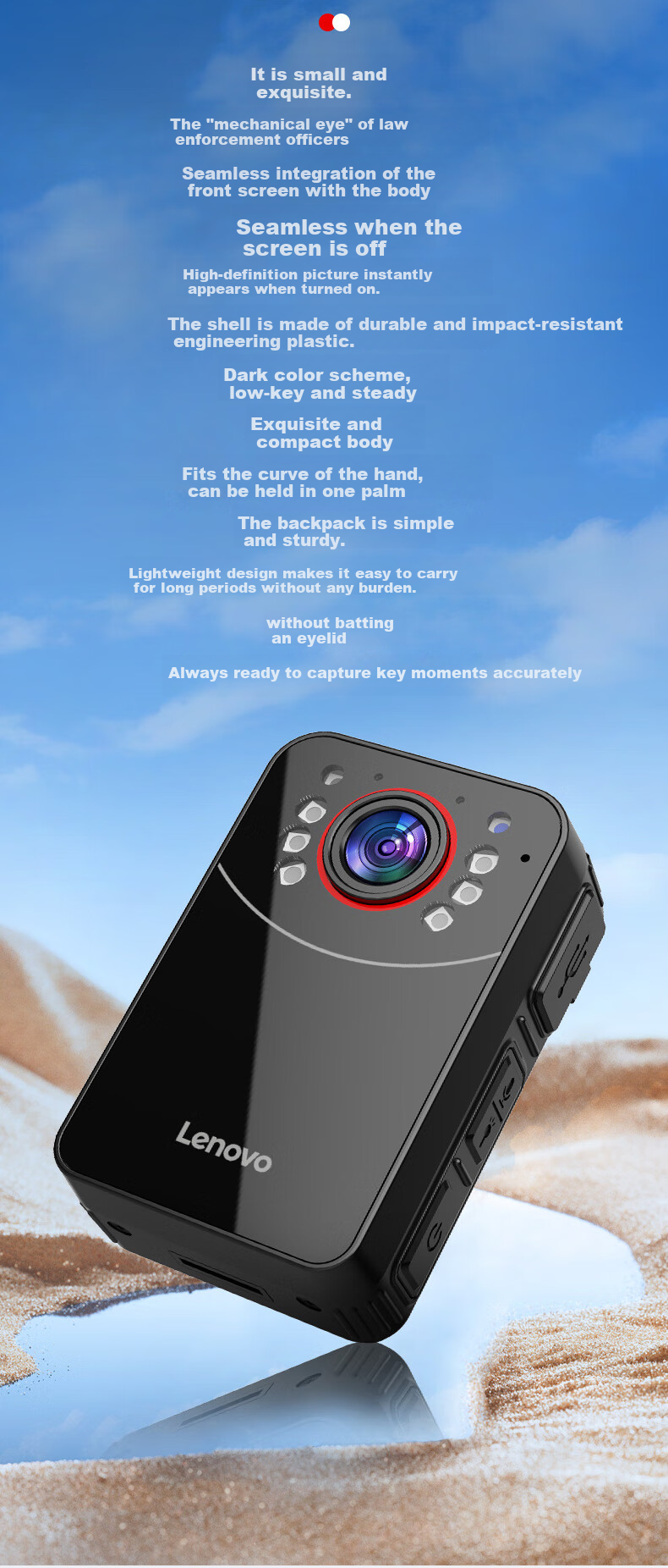 Lenovo Body Camera, High-Definition Mini Portable Chest-Mounted Audio And Video Recorder, Evidence Collection Camera DSJ-2Z 128GB 4