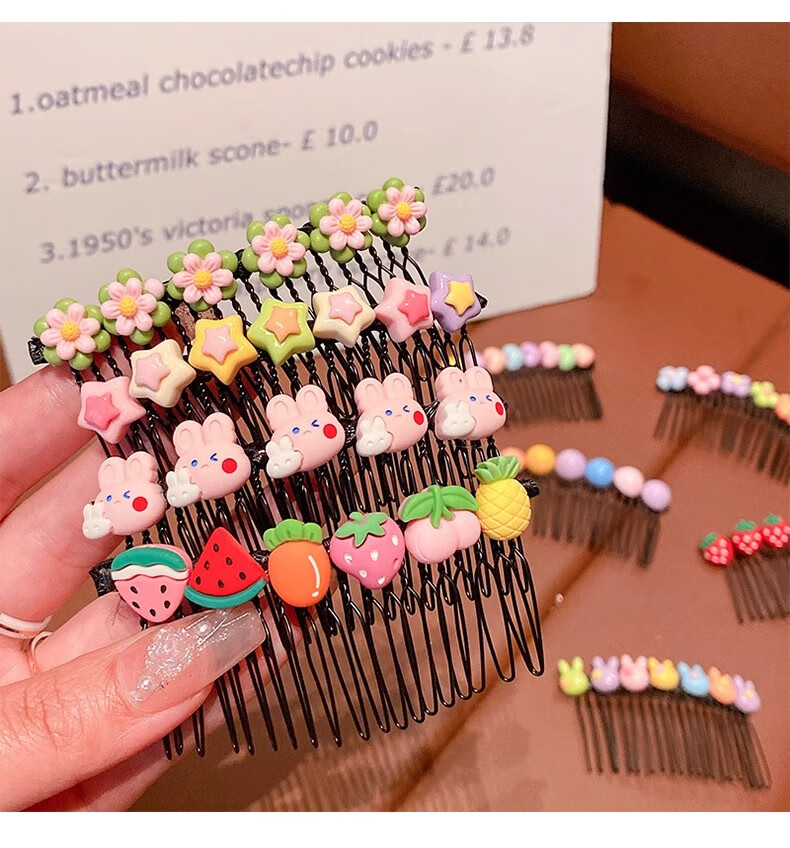 MKING PRETTY Kids Cute Hair Fragment Tool Hair Comb Girls Bang Hair Clip Little Girls Forehead Back Head Hairpin Baby Insert Comb 6