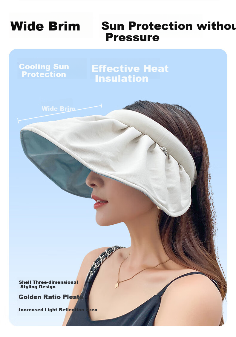 GLO-STORY Women's Shell Sunshade Hat UV Protection Face Covering Beach Cycling Open-Top Sun Hat MMZ914078 8