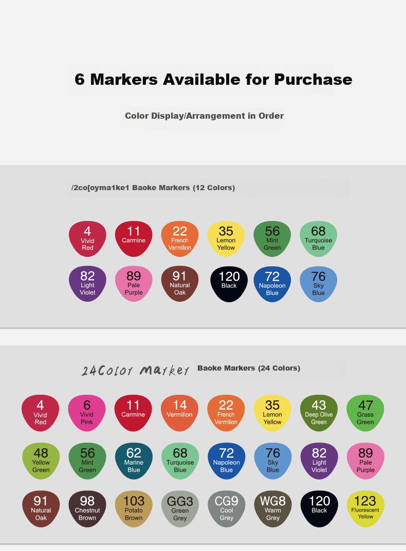 BAOKE MP2931-60 Dual-Tip Markers, Alcohol-Based, for Students' Art Drawing, Children's Doodling, Design Pens, 60 Colors, Watercolor Pens for Art Educatio 9