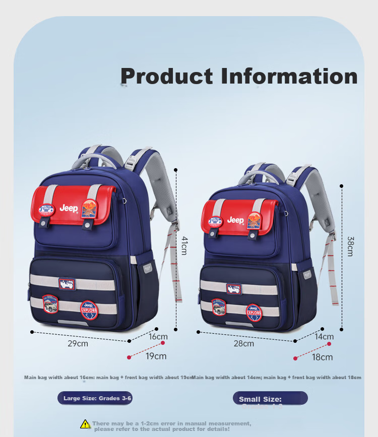 Jeep Children's Spine Protection Backpack for Primary School Students Grades 3-6, Lightweight Anti-Drop Large Capacity Backpack for Boys And Girls 2