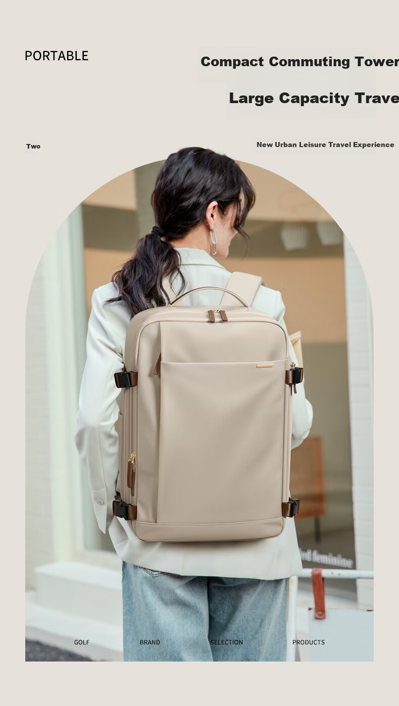 GOLF Backpack for Women, Travel Bag with 17.3-Inch Laptop Compartment, Student Schoolbag, Wet And Dry Separation, Multi-Compartment Business Trip Bag 2